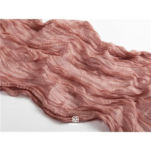 Cheesecloth Table Runner Peach Coral 35 x 120 Inches Gauze Tablecloth 10Ft Boho - Picture 3 of 6